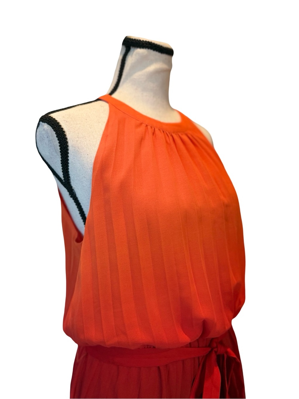 Rachel Roy Pleated Ombre Maxi Dress Orange Purple Halter Tie Waist Size 6 - Picture 2 of 12